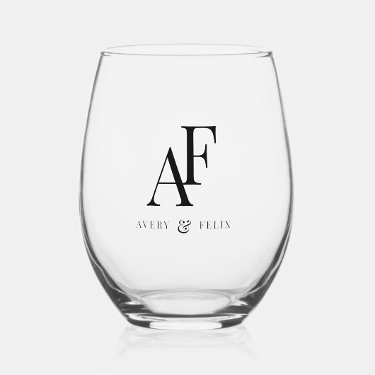 Weddenschap Monogram Elegant Simple Minimalist Wijnglas Zonder Voet (Voorkant)