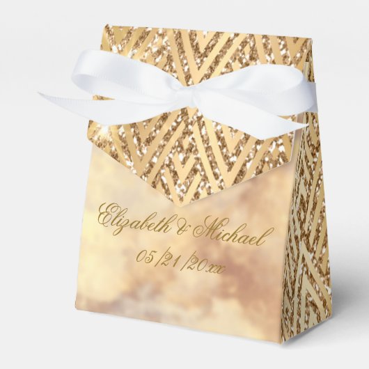 Weddenschap Monogram Faux Gold Favor Box Bedankdoosjes (Voorkant Zijde)
