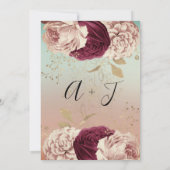 Weddenschap Monogram Florals BurgundyMarsala Roos  Kaart (Achterkant)