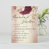 Weddenschap Monogram Florals BurgundyMarsala Roos Kaart (Staand voorkant)