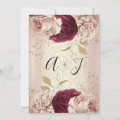 Weddenschap Monogram Florals BurgundyMarsala Roos Kaart (Achterkant)