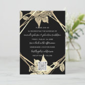 Weddenschap Monogram Florals Faux Gold Lijst QR Kaart (Staand voorkant)