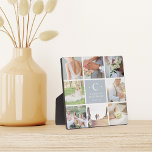 Weddenschap Monogram Foto Collage Fotoplaat<br><div class="desc">Creëer een trouwe bruiloft voor je bureau of thuis met deze foto-inkuilplak met 8 vierkante foto's rond een grijs vierkant met je initiaal,  namen en trouwdatum.</div>