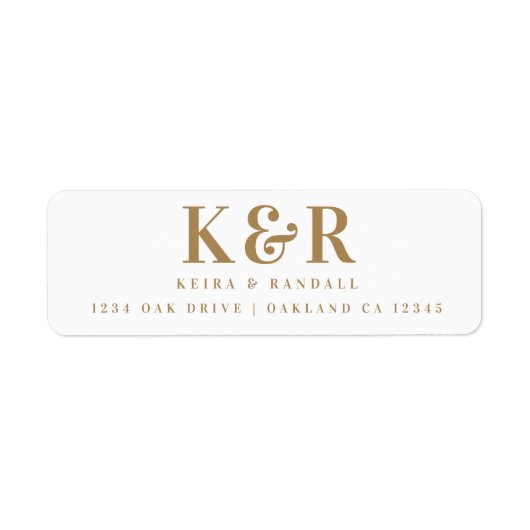 Weddenschap Monogram Gold en wit retouradres Etiket (Voorkant)