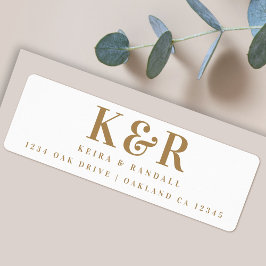Weddenschap Monogram Gold en wit retouradres Etiket