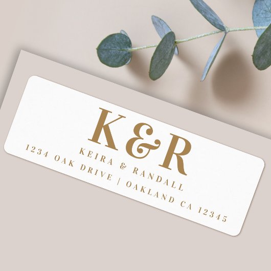 Weddenschap Monogram Gold en wit retouradres Etiket