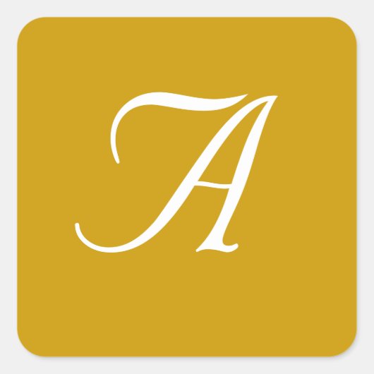 Weddenschap Monogram Gold White Square Stickers (Voorkant)