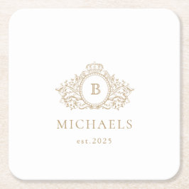 Weddenschap Monogram | Goud en wit Onderzetter