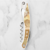 Weddenschap-monogram goudolie-schilderij kurkentrekker (Voorkant)