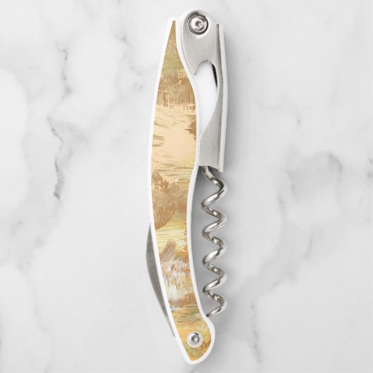 Weddenschap-monogram goudolie-schilderij kurkentrekker (Achterkant)