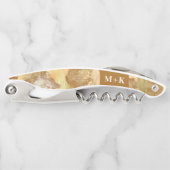 Weddenschap-monogram goudolie-schilderij kurkentrekker (Voorkant)