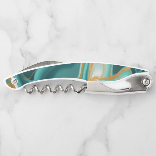 Weddenschap Monogram Green Gold Agate Geode Kurkentrekker (Achterkant)