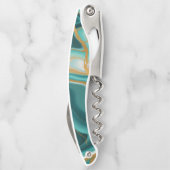 Weddenschap Monogram Green Gold Agate Geode Kurkentrekker (Achterkant)