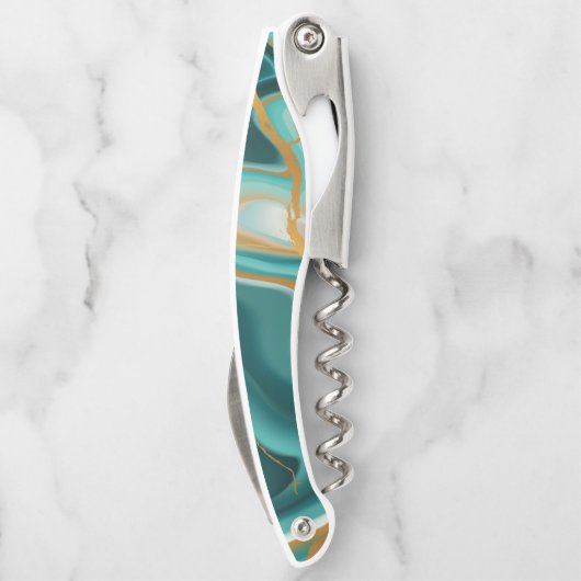 Weddenschap Monogram Green Gold Agate Geode Kurkentrekker (Achterkant)