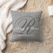 Weddenschap Monogram grijs Rustic Linen Kijk Kussen (Deken)