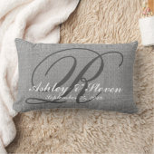 Weddenschap Monogram grijs Rustic Linen Kijk Kussen (Deken)