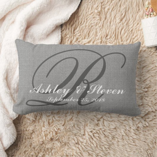 Weddenschap Monogram grijs Rustic Linen Kijk Kussen (Deken)