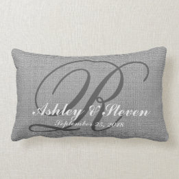 Weddenschap Monogram grijs Rustic Linen Kijk Kussen