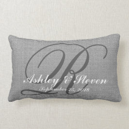 Weddenschap Monogram grijs Rustic Linen Kijk Kussen