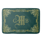 Weddenschap-monogram Klassieke Gold-Lijst Donkergr Badmat (Voorkant)