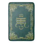 Weddenschap-monogram Klassieke Gold-Lijst Donkergr Badmat (Voorkant Verticaal)