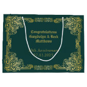 Weddenschap-monogram Klassieke Gold-Lijst Donkergr Groot Cadeauzakje (Achterkant)