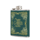 Weddenschap-monogram Klassieke Gold-Lijst Donkergr Heupfles (Links)