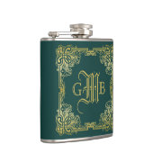 Weddenschap-monogram Klassieke Gold-Lijst Donkergr Heupfles (Rechts)