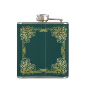 Weddenschap-monogram Klassieke Gold-Lijst Donkergr Heupfles (Achterkant)