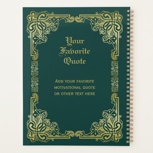 Weddenschap-monogram Klassieke Gold-Lijst Donkergr Planner (Achterkant)