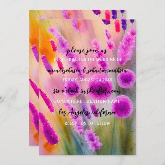 Weddenschap-monogram QR Code Meadow Paars Green Kaart (Voorkant / Achterkant)