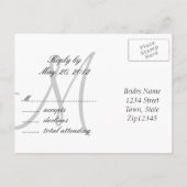 Weddenschap-monogram RSVP-Briefkaart Uitnodiging Briefkaart (Achterkant)