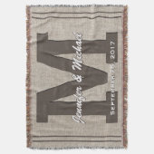 Weddenschap Monogram | Rustic Linen Kijk Deken (Voorkant Verticaal)