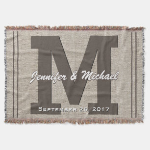 Weddenschap Monogram   Rustic Linen Kijk Deken