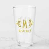 Weddenschap Monogram Surname Art Deco Gold Vourish Glas (Achterkant)