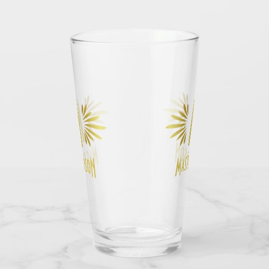 Weddenschap Monogram Surname Art Deco Gold Vourish Glas (Rechts)