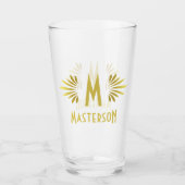 Weddenschap Monogram Surname Art Deco Gold Vourish Glas (Voorkant)