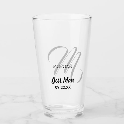 Weddenschap Monogram Typografie Best Man Glas (Voorkant)