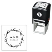 Weddenschap Monogram Wreath Self Inking Stamp Zelfinktende Stempel (In situ)