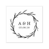 Weddenschap Monogram Wreath Self Inking Stamp Zelfinktende Stempel (Design)