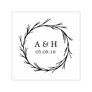 Weddenschap Monogram Wreath Self Inking Stamp Zelfinktende Stempel