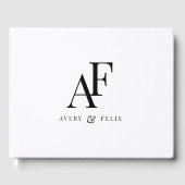 Weddenschap Monogram zwart en wit, eenvoudig Gastenboek (Voorkant)