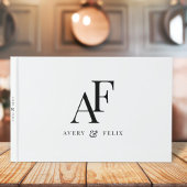 Weddenschap Monogram zwart en wit, eenvoudig Gastenboek