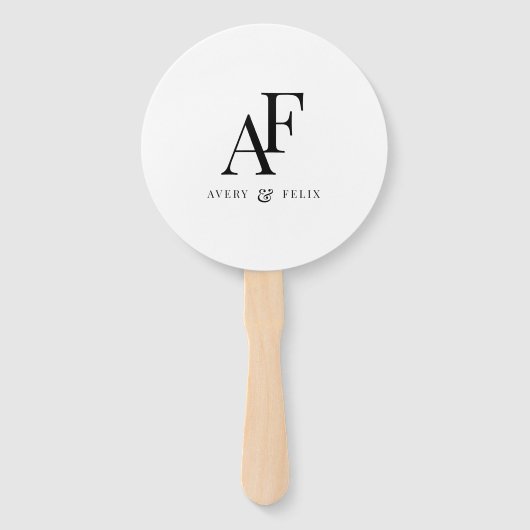 Weddenschap Monogram zwart en wit, eenvoudig Handwaaier (Achterkant)