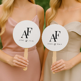 Weddenschap Monogram zwart en wit, eenvoudig Handwaaier