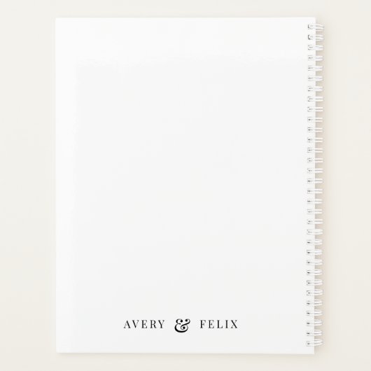 Weddenschap Monogram zwart en wit, eenvoudig Planner (Achterkant)