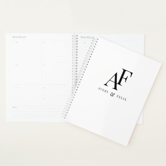 Weddenschap Monogram zwart en wit, eenvoudig Planner (Display)