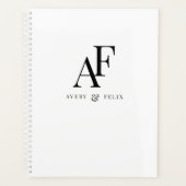 Weddenschap Monogram zwart en wit, eenvoudig Planner (Voorkant)