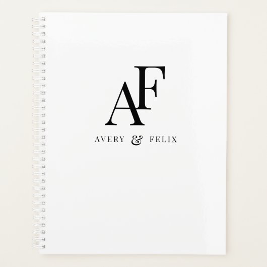 Weddenschap Monogram zwart en wit, eenvoudig Planner (Voorkant)