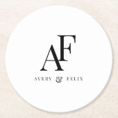 Weddenschap Monogram zwart en wit, eenvoudig Ronde Kartonnen Onderzetter (Voorkant)